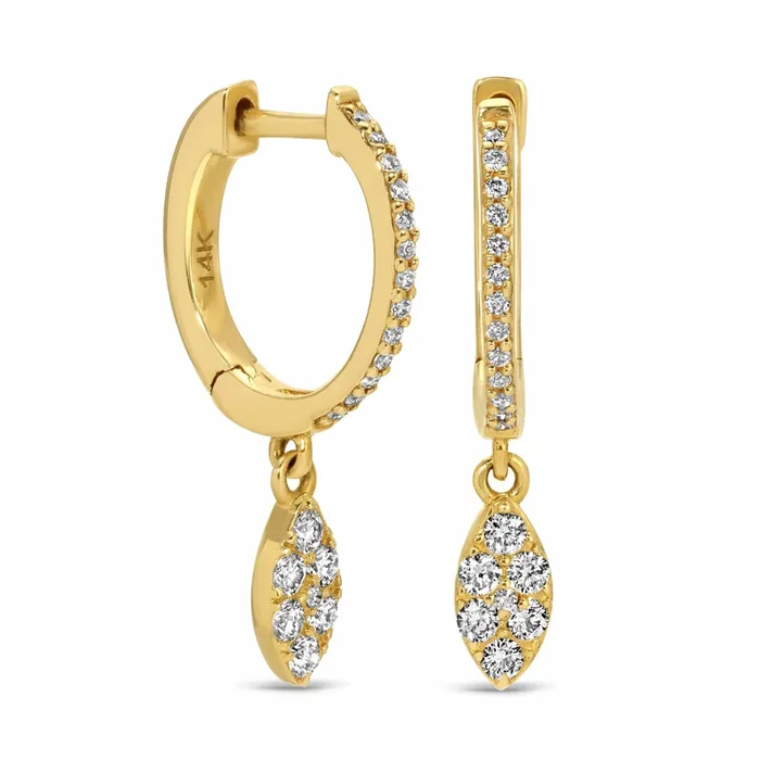Pave Diamond Huggie with Marquise Drop