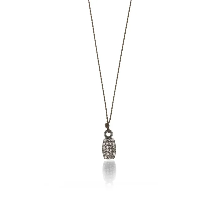 Pave Diamond Rectangle Charm Necklace