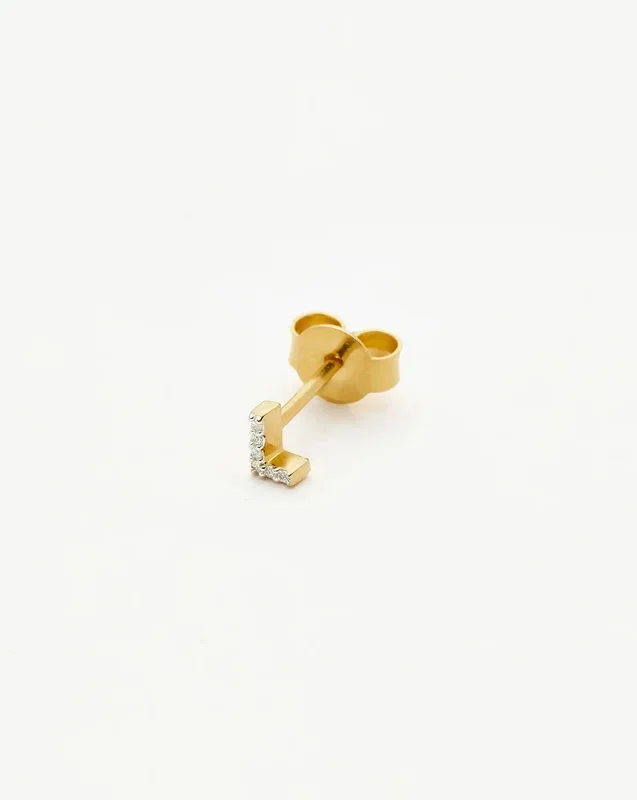 Pave Initial Single Stud Earring – Initial L | 18k Gold Vermeil/Cubic Zirconia