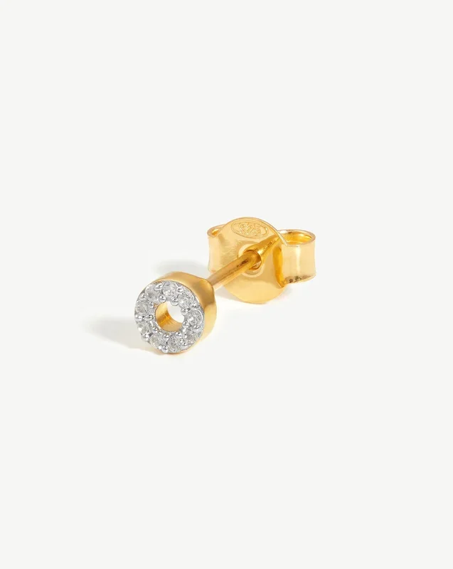 Pave Initial Single Stud Earring – Initial O | 18ct Gold Vermeil/Cubic Zirconia