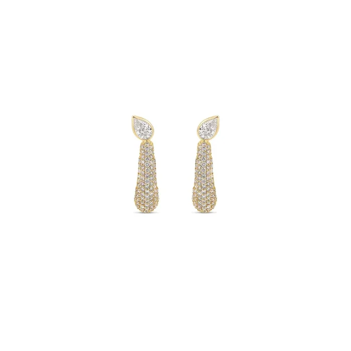 Pavé Pear Demi Hoop Earrings
