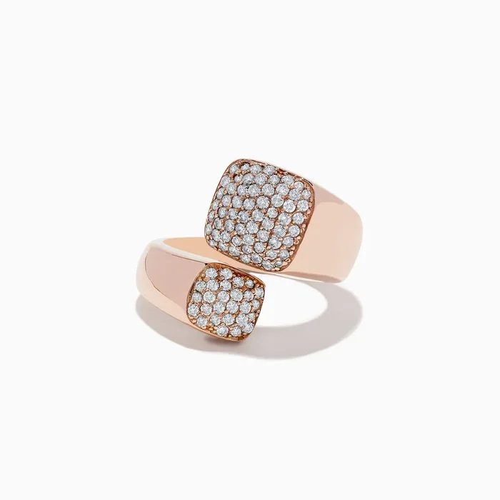 Pave Rose 14K Rose Gold Diamond Bipass Ring