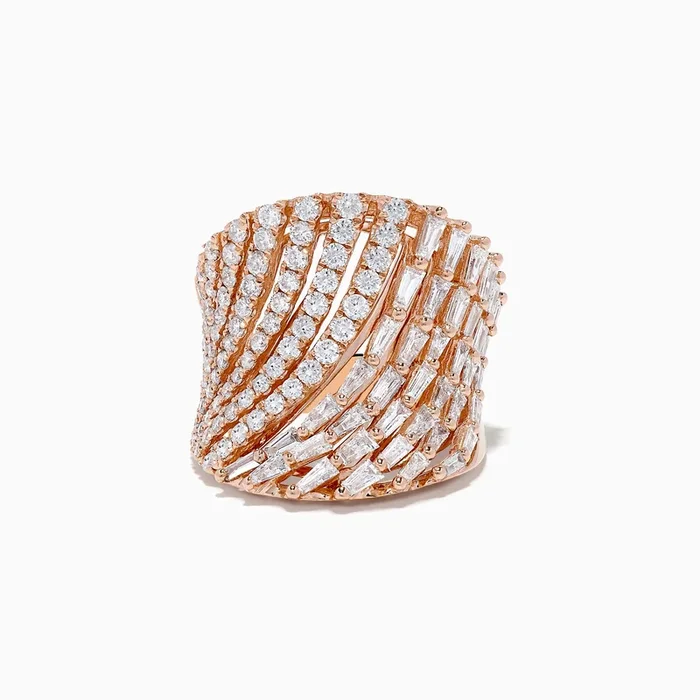 Pave Rose 14K White Gold Diamond Art Deco Statement Ring 2.36 TCW