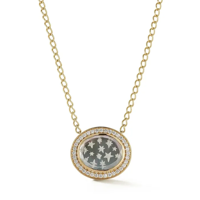 Pavé Star Caspian Necklace – Grey Mother-of-Pearl