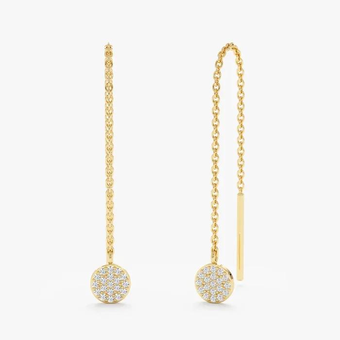 Paved Diamond Threader Earrings, Kamala