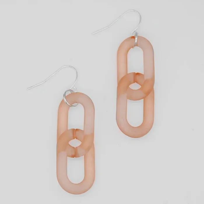 Peach Resin Link Dangle Earring