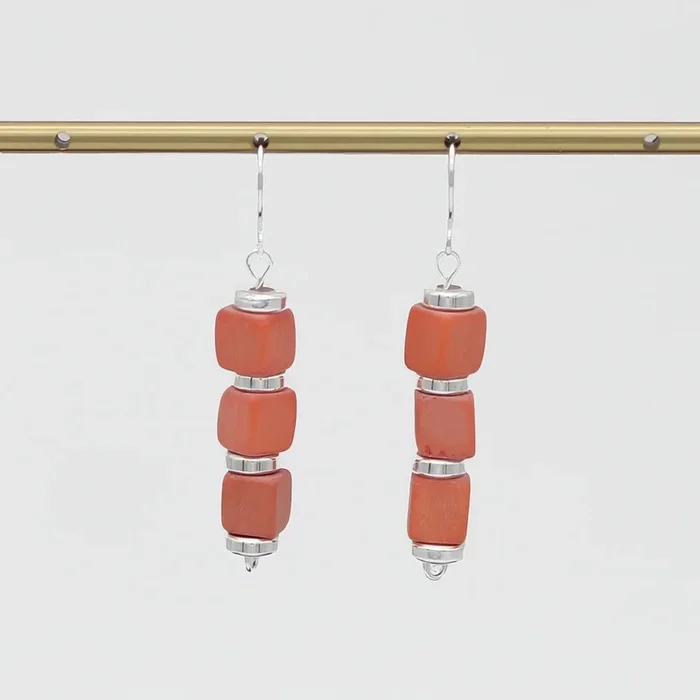 Peach Zuba Cube Earring