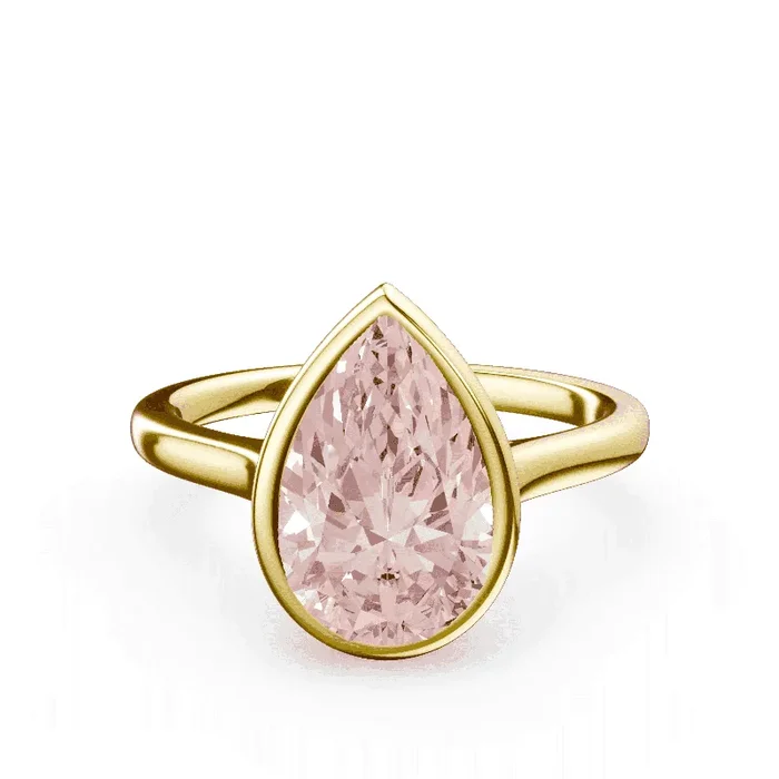 Pear Cut Cathedral Bezel Pink Diamond Ring