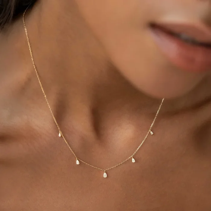 Pear Cut Diamond Pendant Necklace 14k Gold – Sylvie