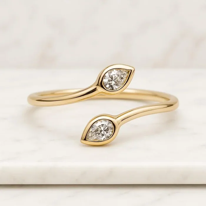 Pear Cut Salt And Pepper Diamond Toi Et Moi Engagement Ring