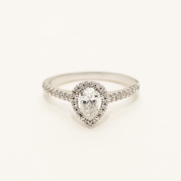 Pear Shape Diamond Halo Engagement Ring in 14kt White Gold (3/4ct tw)