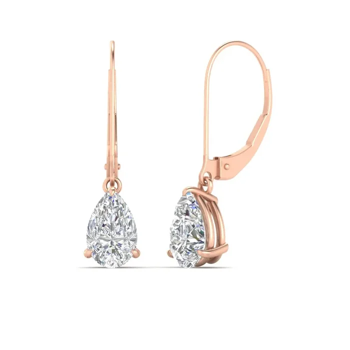 Pear Shape Drop Earrings Lever Back