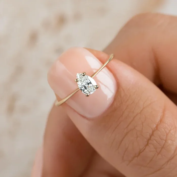 Pear Shaped Diamond Ring 14k Gold – Martine