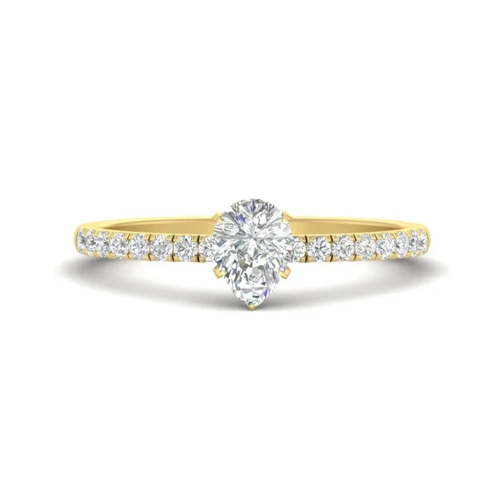 Pear Shaped French Pave Diamond Ring