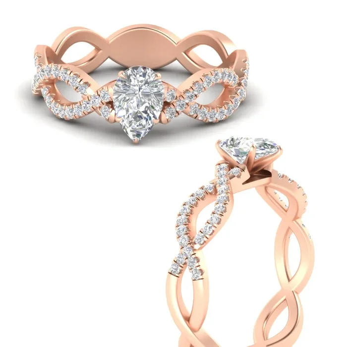 Pear Shaped Infinity Twist Luxe Engagement Ring