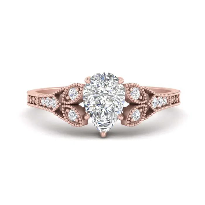 Pear Shaped Split Band Antique Engagement Ring