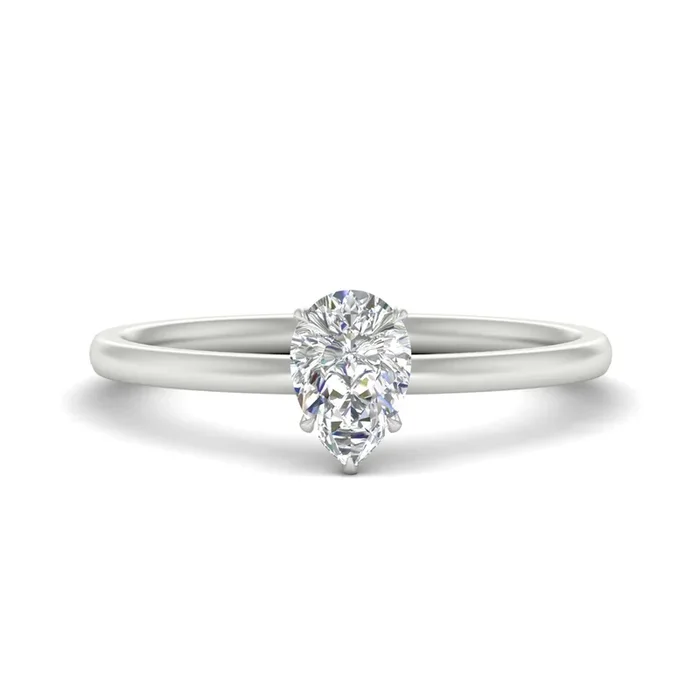 Pear Shaped Two Tone comfort Fit Solitaire Ring
