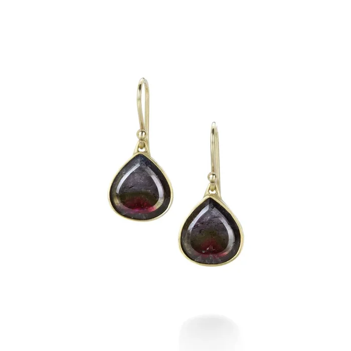 Pear Shaped Watermelon Tourmaline Earrings