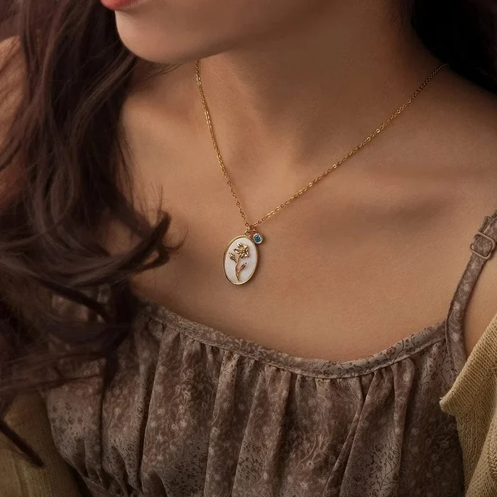 Pearl Birth Flower Pendant Necklace