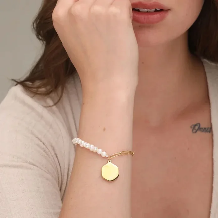 Pearl Chain Charm Bracelet