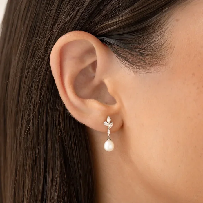 Pearl Drop Earrings Silver – Ariana