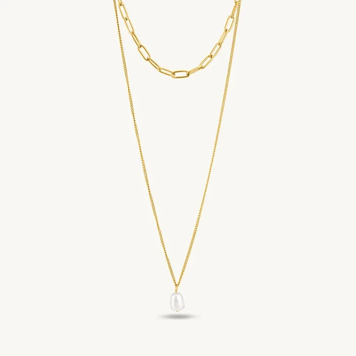 Pearl Link Chain Layered Necklace
