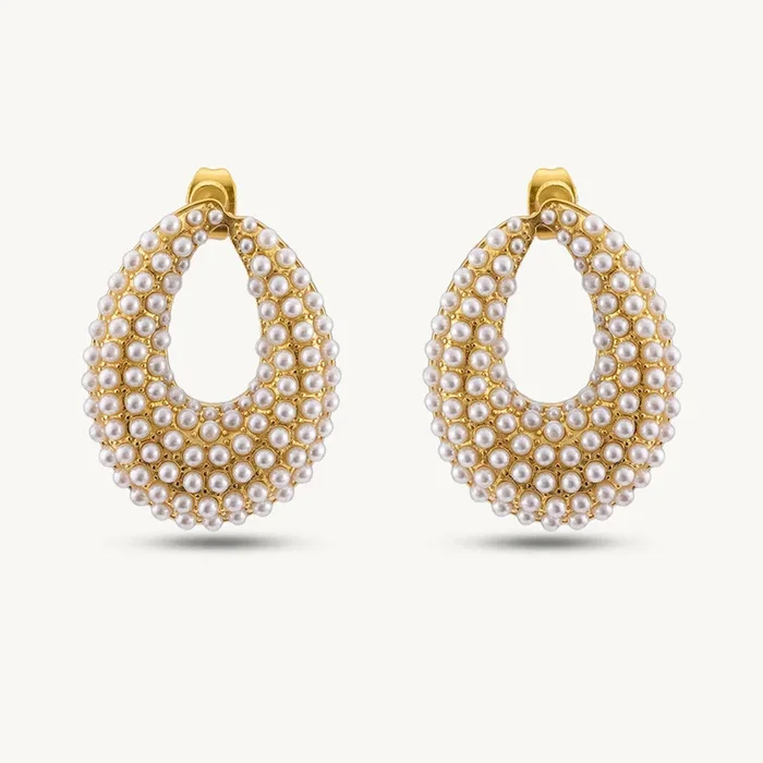 Pearl Oval Drop Earrings