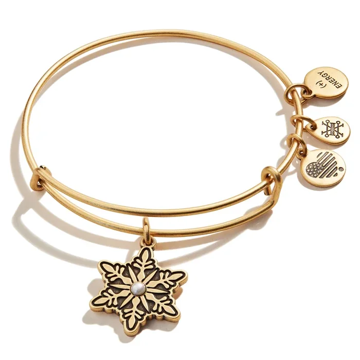Pearl Snowflake Charm Bangle