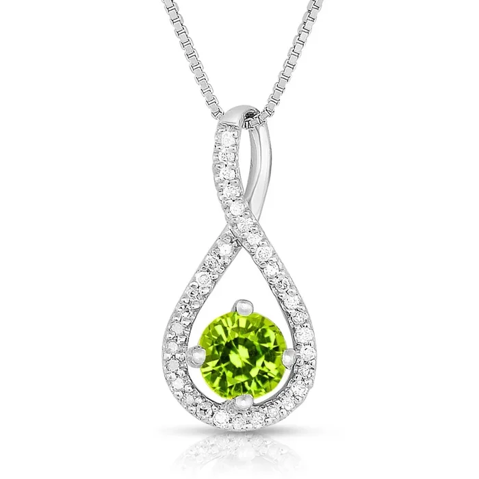 Peridot Diamond Halo Swirl Pendant