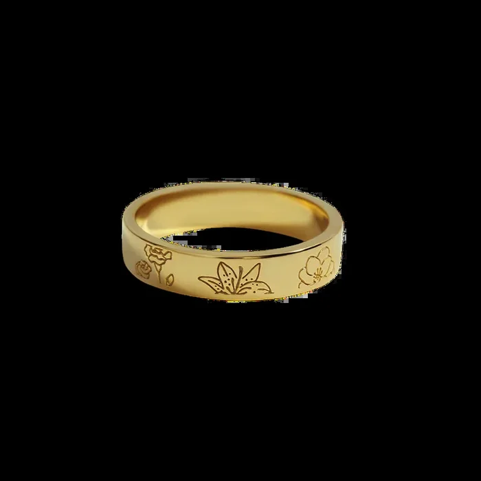 Personalized Stamped Flower Ring