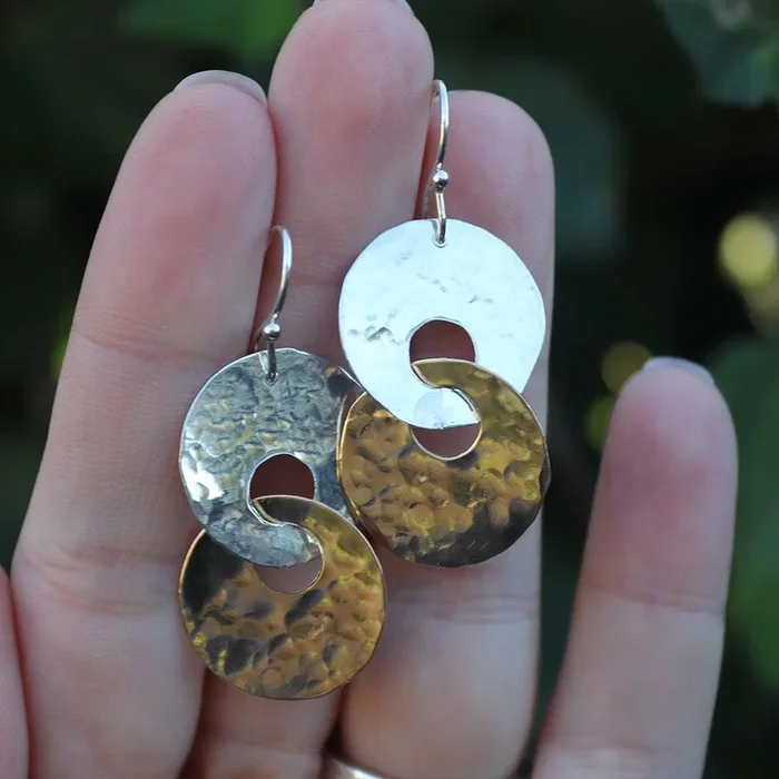 Peter James Interlocking Circle Earrings in Two Tone