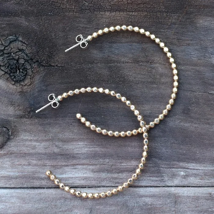 Peter James Large Hoop Dots Earrings in Gold Filled