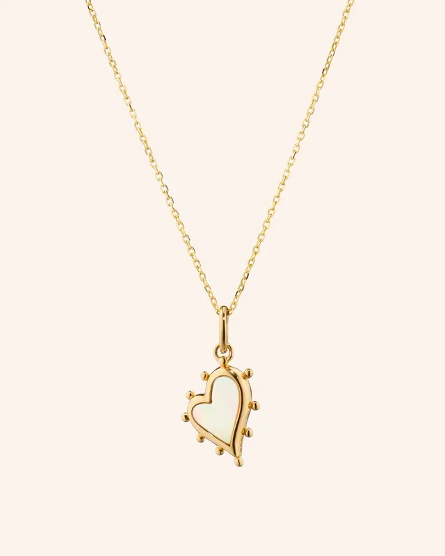 Petite “Heart” Love Necklace with Mother of Pearl
