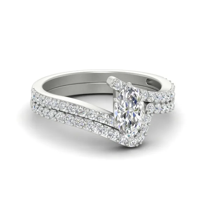 Petite Bypass Marquise Diamond Bridal Set