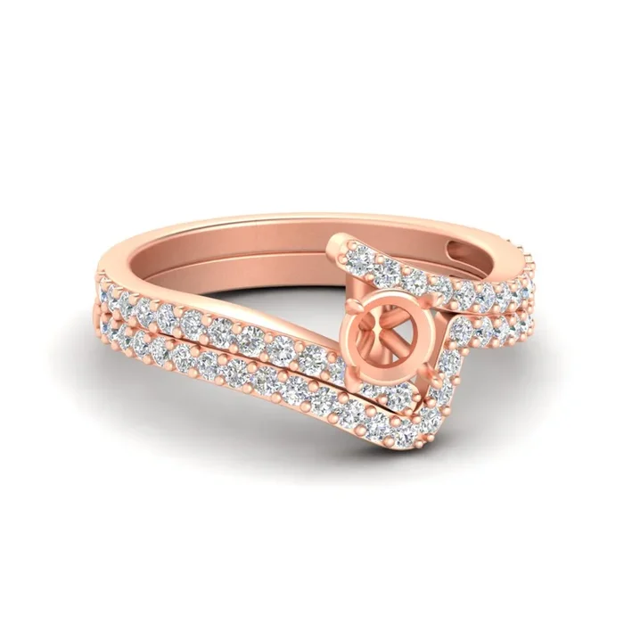 Petite Bypass Semi Mount Bridal Ring Set