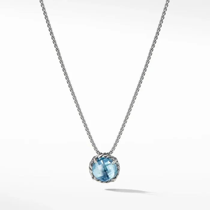 Petite Chatelaine® Necklace in Sterling Silver with Blue Topaz, 10mm
