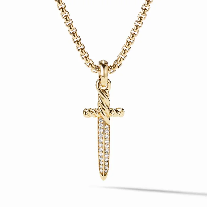 Petrvs® Dagger Amulet in 18K Yellow Gold with Diamonds, 31.5mm