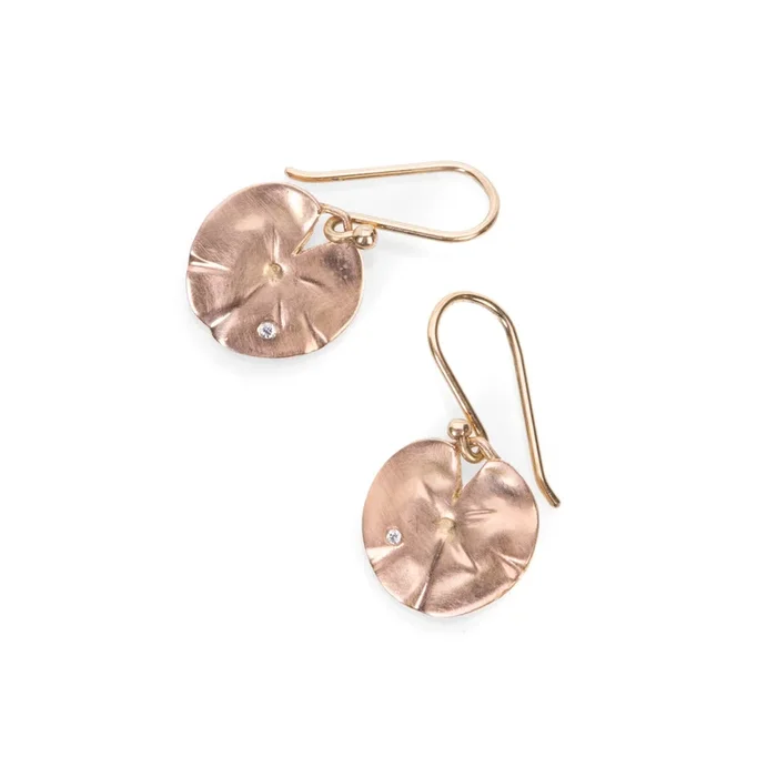 Pink Gold Lily Pad Earrings