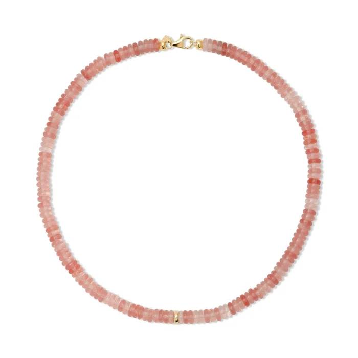 Pink Quartz Rondelle Bead Necklace