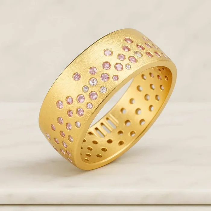 Pink Round Gemstone Ciagar Band