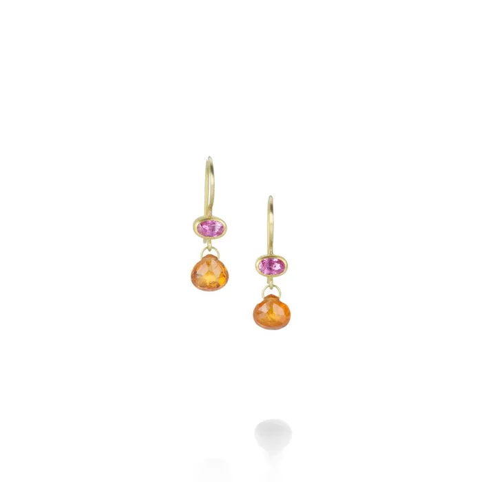 Pink Sapphire and Spessartite Garnet Earrings