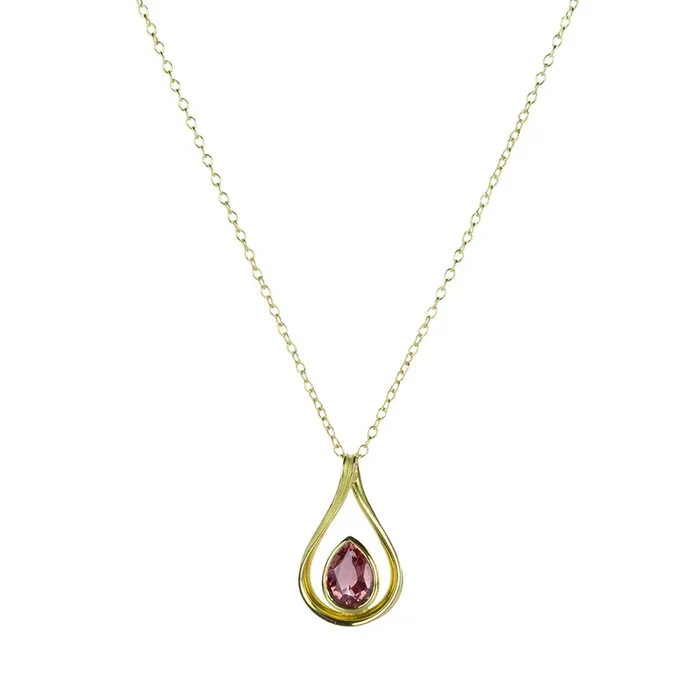 Pink Sapphire Half Twist Pendant Necklace