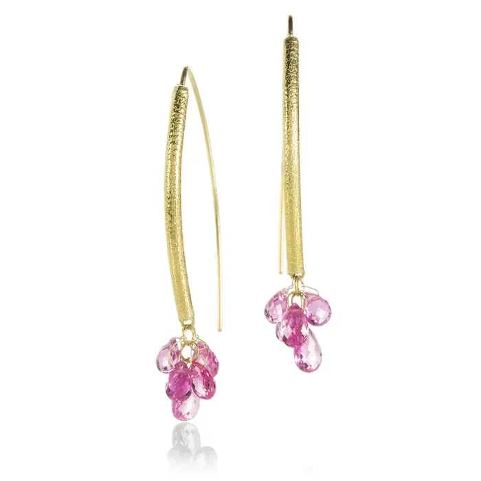 Pink Sapphire Navette Earrings