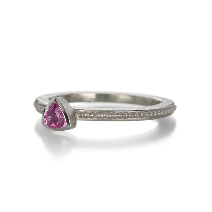Pink Sapphire Trillion Ring