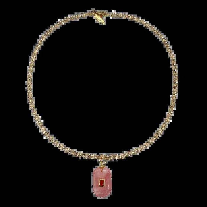 Pink Stone Chain Necklace