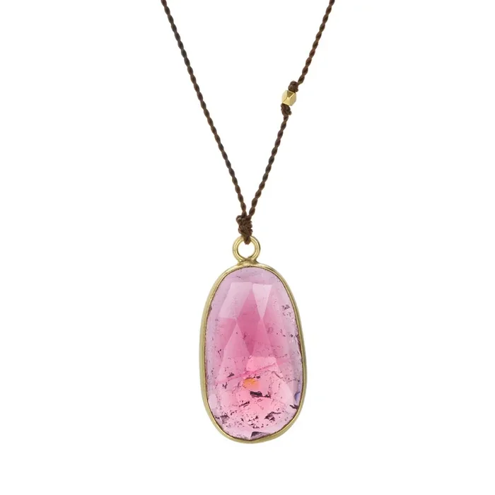 Pink Tourmaline Pendant Necklace