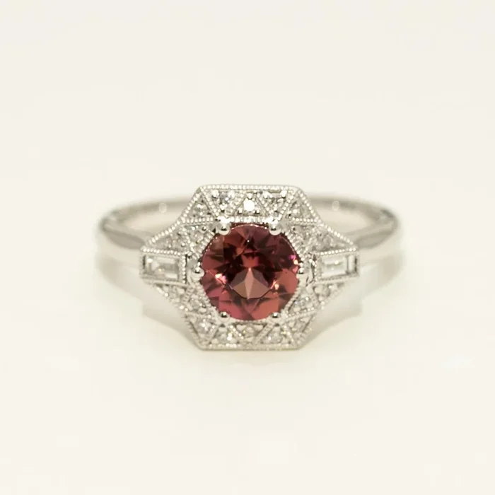 Pink Tourmaline Ring in 14kt White Gold with Diamonds (1/7ct tw)