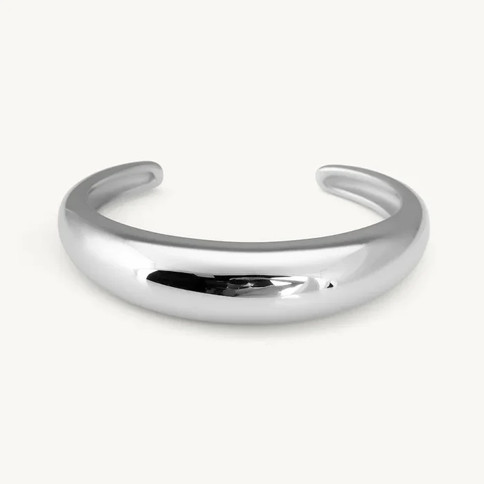 Plain Silver Stackable Cuff Bracelet