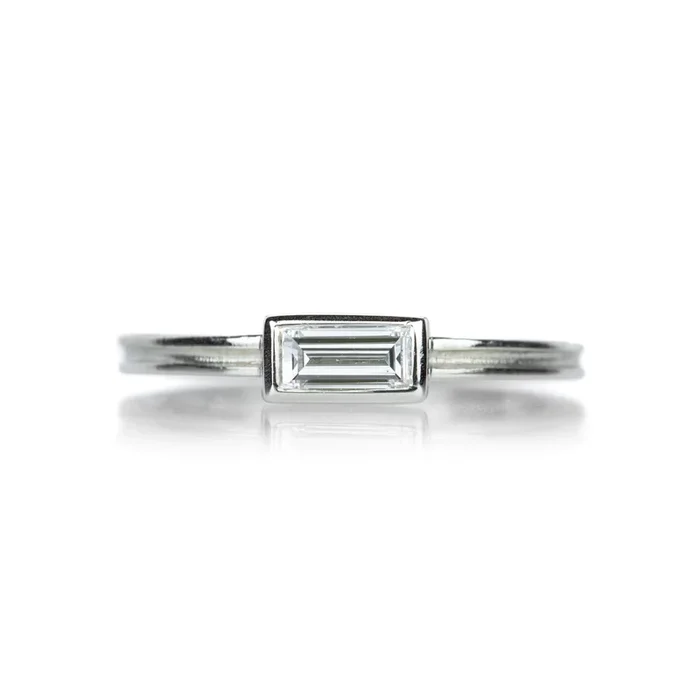 Platinum Ring with Baguette Diamond