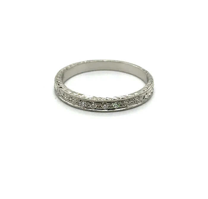 Platinum Stackable 0.10Ctw Diamond Wedding Band